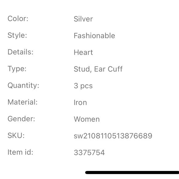 3 pcs Ear Cuff Silver Plated - Picture 4 of 6